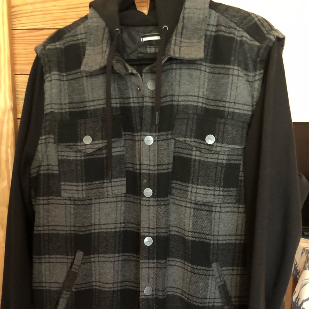 RVCA Puffer Grunge Flannel Hoodie